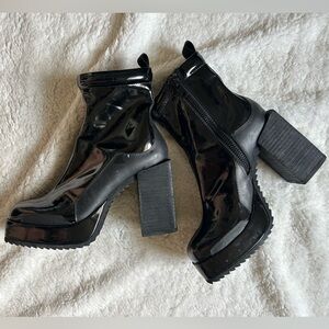 POSTER GIRL Glossy Black Heeled Boots